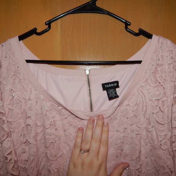 Torrid Blush Pink Lace Pullover Jacket - Picture 2 of 6